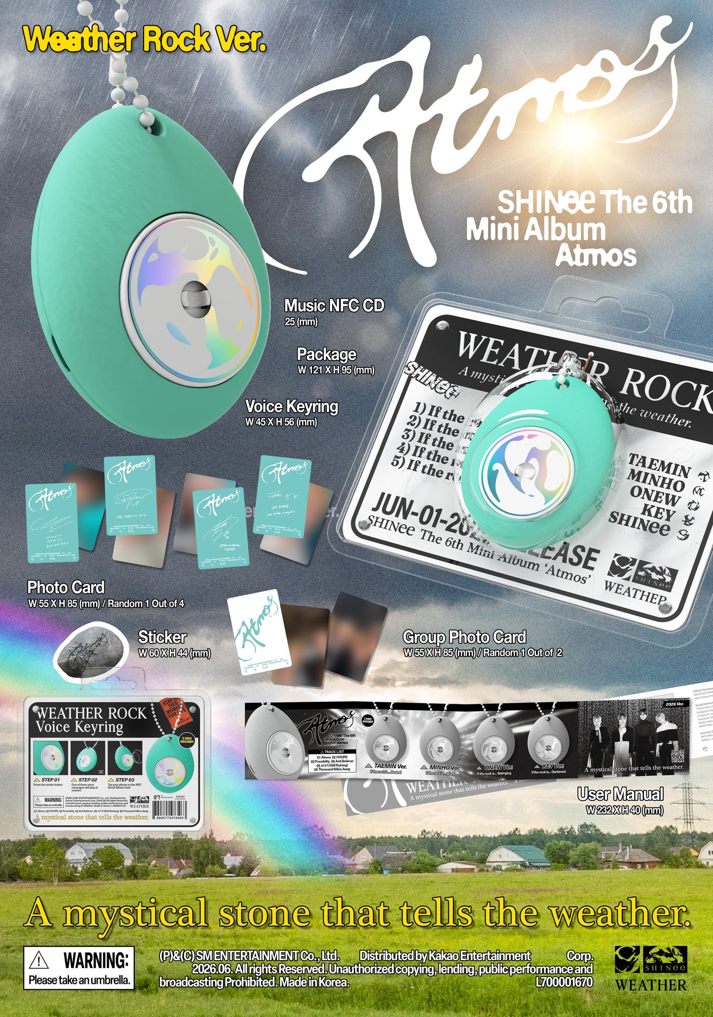[PRE-ORDER] SHINee - 6th Mini Album [Atmos] (Weather Rock Ver.) (SMART ALBUM)