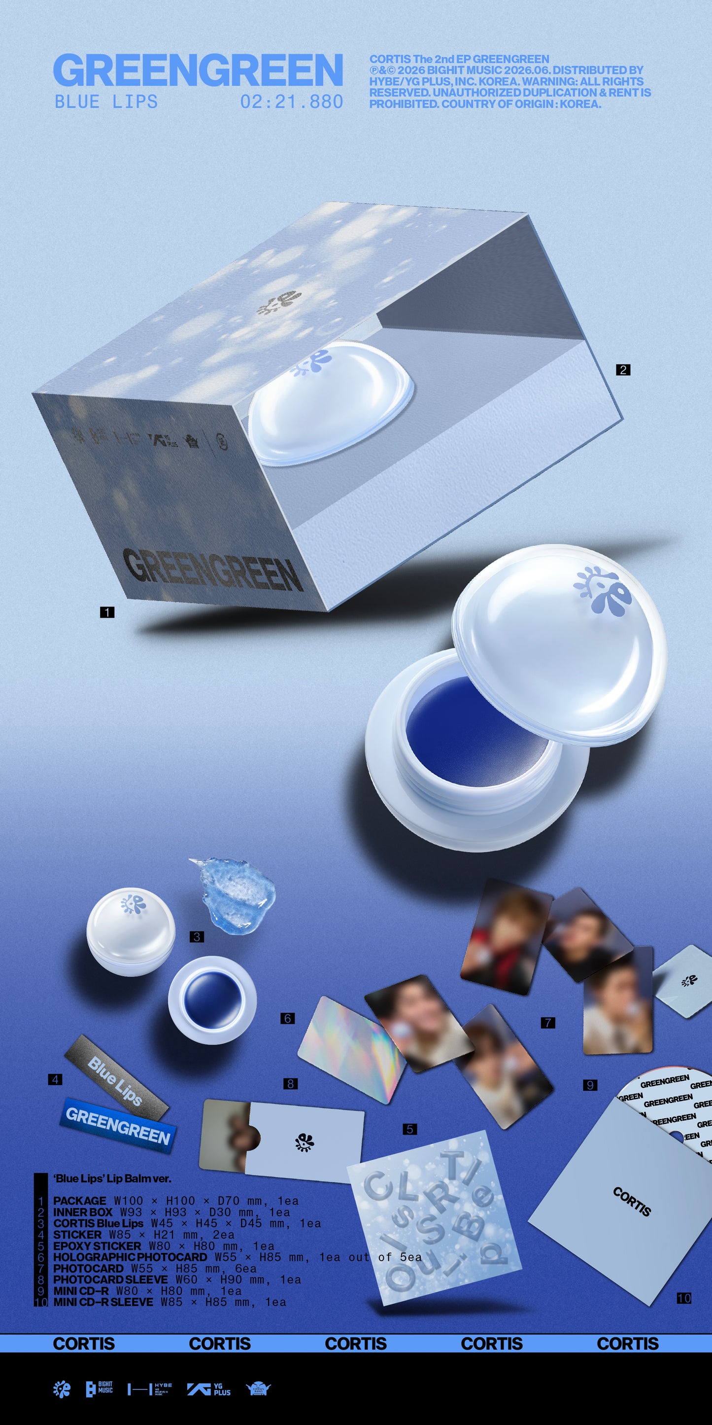 [PRE-ORDER] CORTIS - 2nd EP Album [GREENGREEN] ('Blue Lips' Lip Balm ver.)